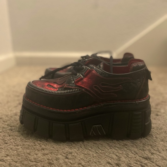 New Rock custom platform red flame shoes - Picture 3 of 4